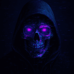 heapreaper — hooded figure, glitched skull portrait